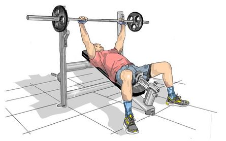 Bankdrücken - Schrägbank (positiv), Langhantel